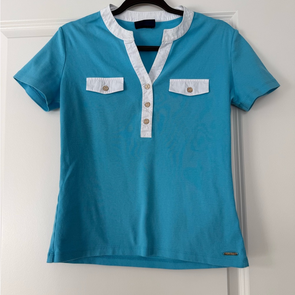 Saint James Turquoise and White Kids Button Down Shirt